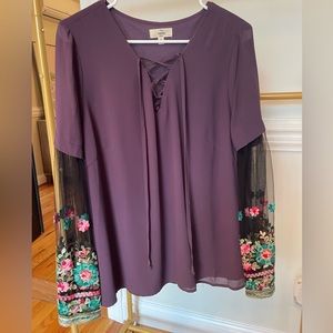 Entro boutique purple, black, and floral blouse, worn once.